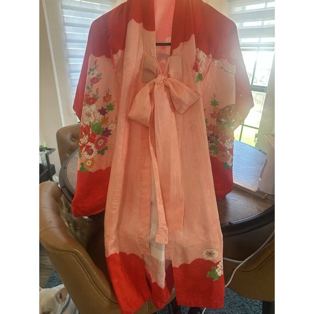 Japanese Silk Kimono Smaller Child's 1930s-40s Lined Handmade